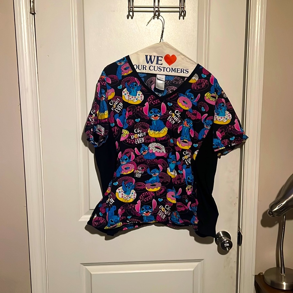 Disney Stitch Scrub Top Size 2x